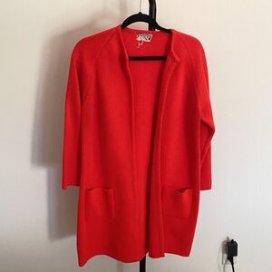 Vibrant Red Women's Open-Front Cardigan medium